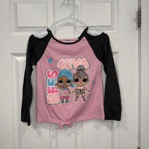 LOL Surprise‎ Girls Pink Cold Shoulder BFFS 4EVA Graphic Top Size L 12